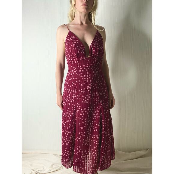 FINDERS KEEPERS Red and Pink Starry Spaghetti Strap Dress US SMALL - Picture 4 of 16